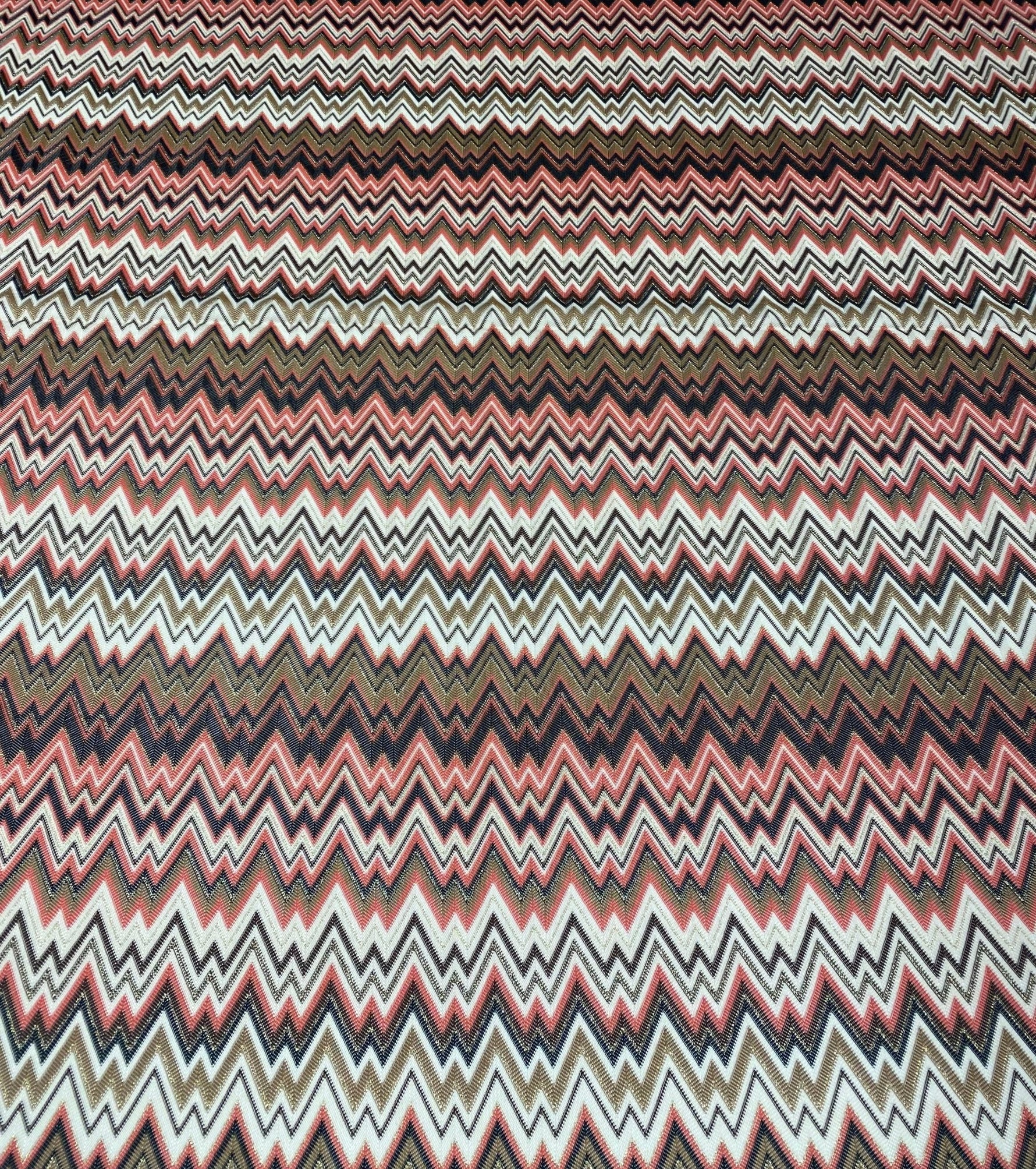 Pink Black Chevron Mesh Knit Fabric with Metallic Accents by the Metre - Whotex Fabrics London