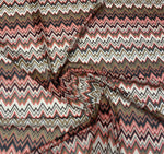 Pink Black Chevron Mesh Knit Fabric with Metallic Accents by the Metre - Whotex Fabrics London