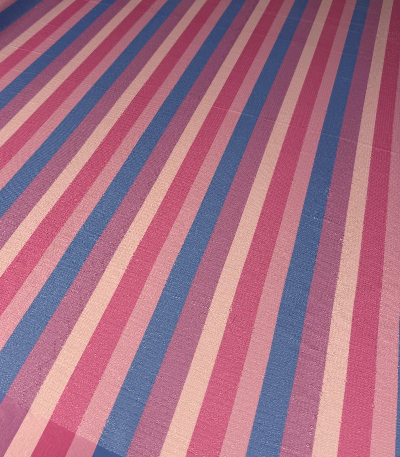Pink & Blue Striped Sequin Fabric by the Metre - Whotex Fabrics London