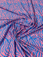 Pink & Blue Zebra Spandex Fabric by the Metre - Whotex Fabrics London