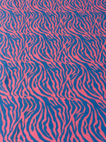 Pink & Blue Zebra Spandex Fabric by the Metre - Whotex Fabrics London