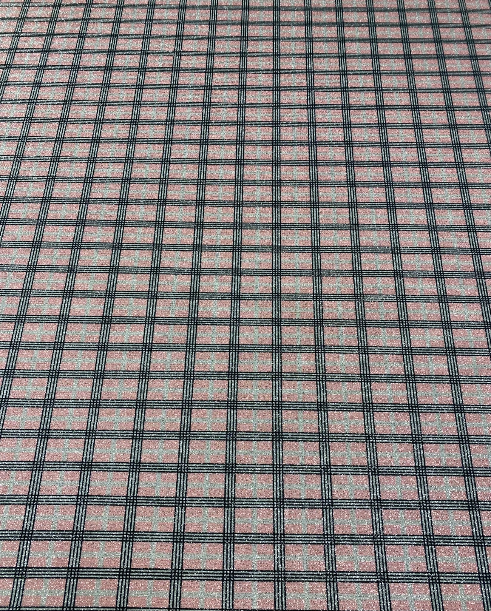 Pink Check Lurex Fabric by the Metre - Whotex Fabrics London