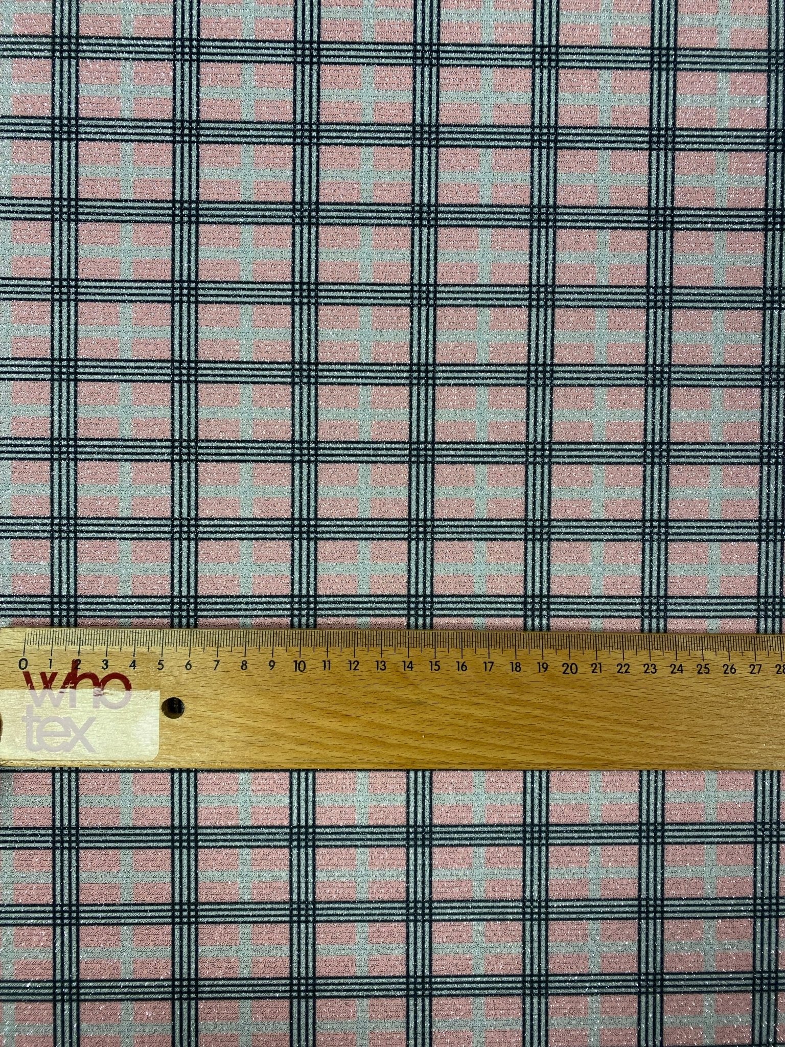 Pink Check Lurex Fabric by the Metre - Whotex Fabrics London