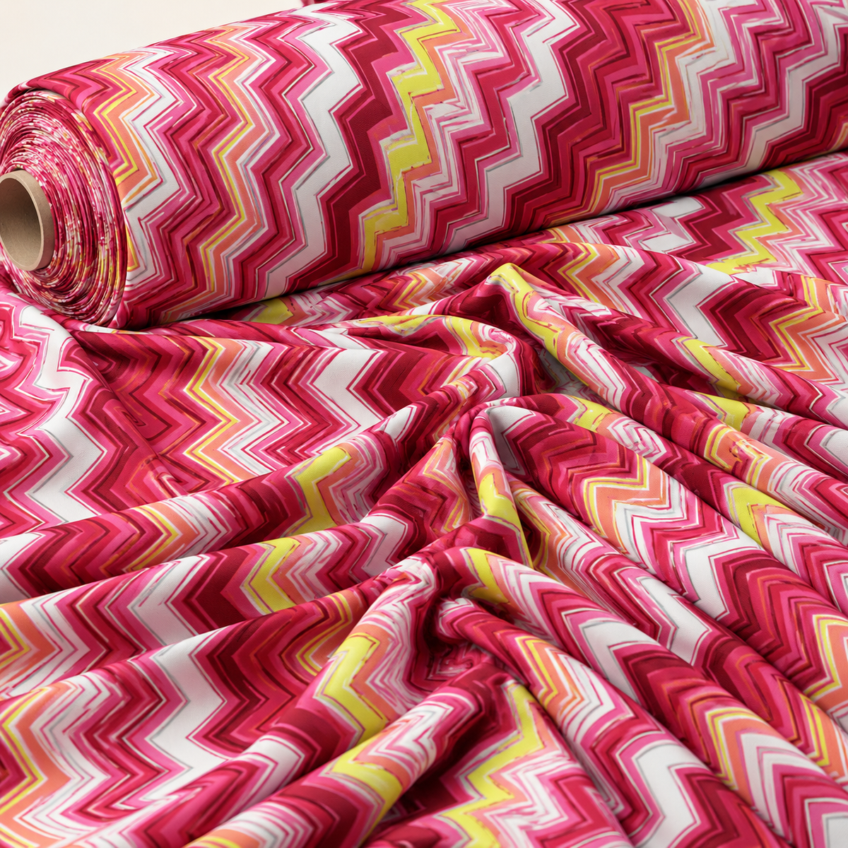 Pink Chevron Fabric by the Metre - Whotex Fabrics London