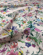 Pink Floral Linen Fabric by the Metre - Whotex Fabrics London