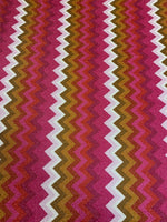 Pink Gold Zigzag Lurex Fabric with Shimmer by the Metre - Whotex Fabrics London