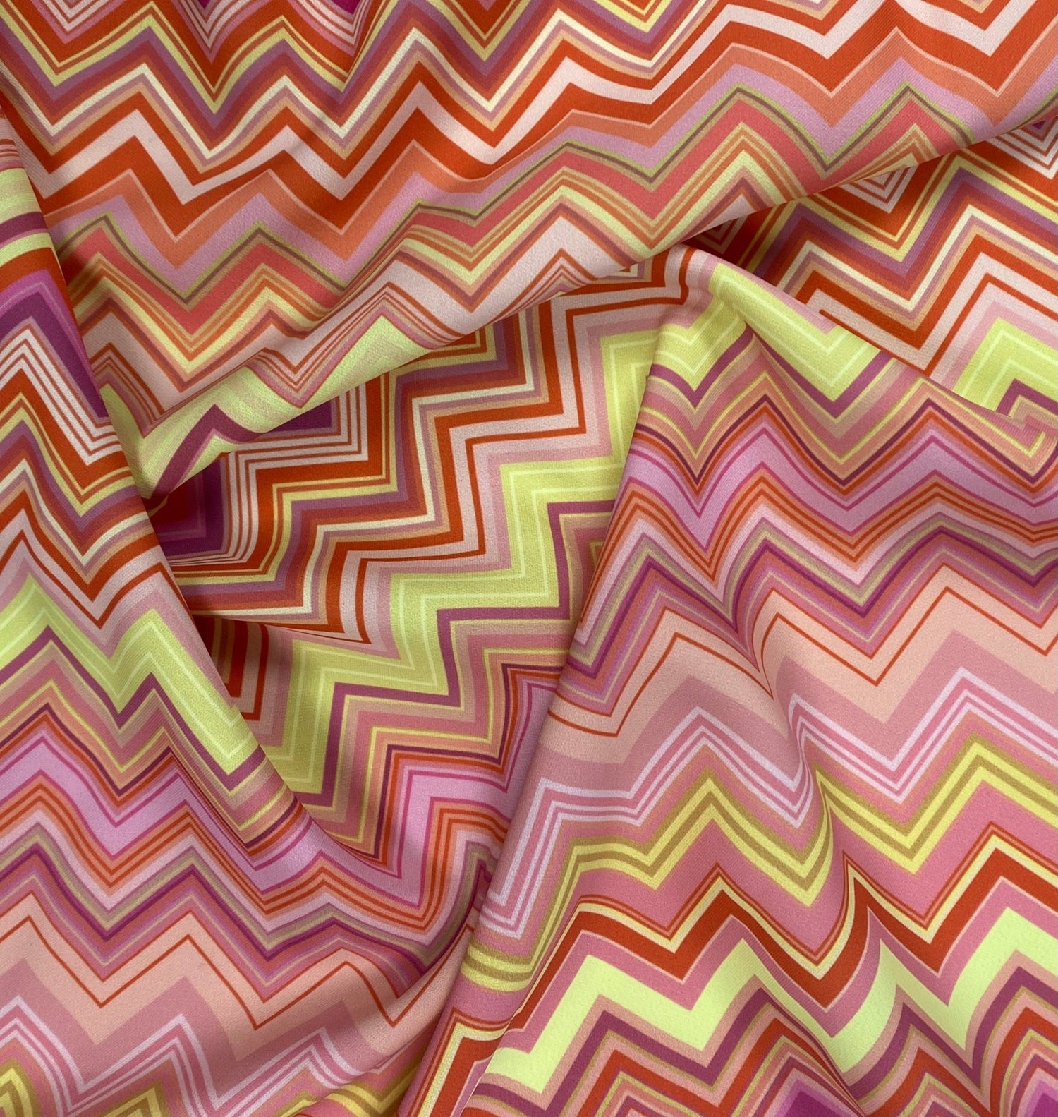 Pink Gold Zigzag Shimmer Fabric by the Metre - Whotex Fabrics London