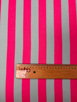 Pink & Grey Stripe Linen Fabric by the Metre - Whotex Fabrics London
