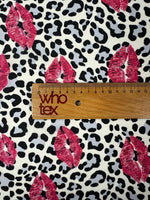 Pink Lips Leopard Satin Fabric by the Metre - Whotex Fabrics London