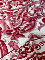 Pink Majolica Pattern Fabric by the Metre - Whotex Fabrics London