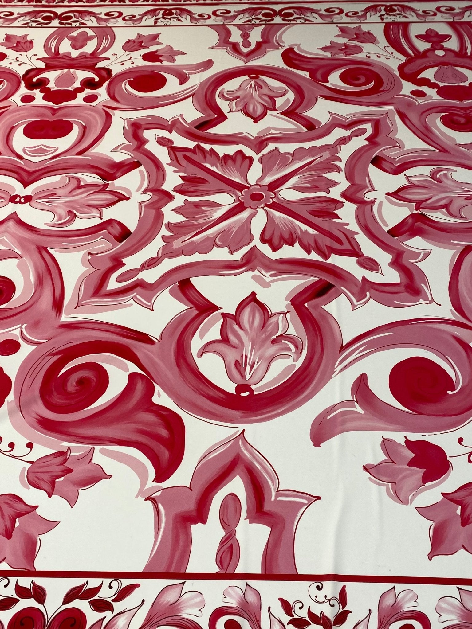 Pink Majolica Pattern Fabric by the Metre - Whotex Fabrics London