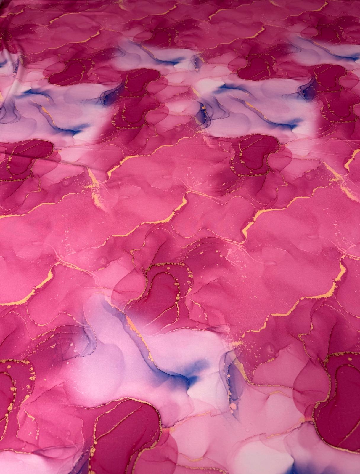 Pink Marble Effect Fabric with Gold Veins | Fabric by Metre - Whotex Fabrics London