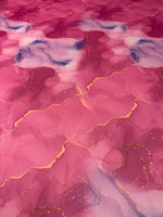 Pink Marble Poly Silk Chiffon Fabric by the Metre - Whotex Fabrics London