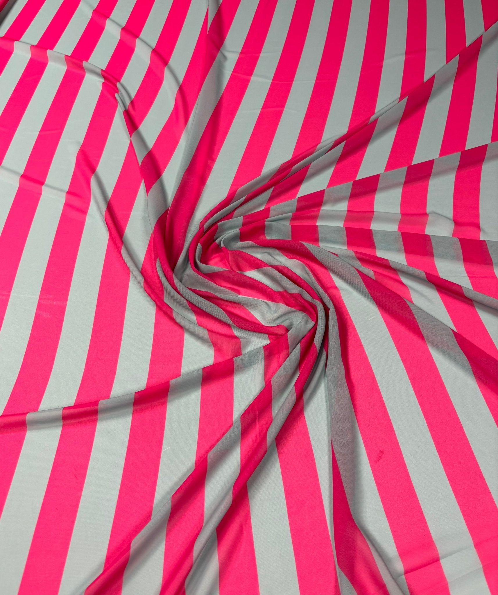 Pink & Mint Striped Chiffon Fabric by the Metre - Whotex Fabrics London