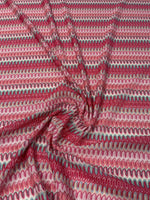 Pink Multi Zigzag Metallic Mesh Fabric by the Metre - Whotex Fabrics London