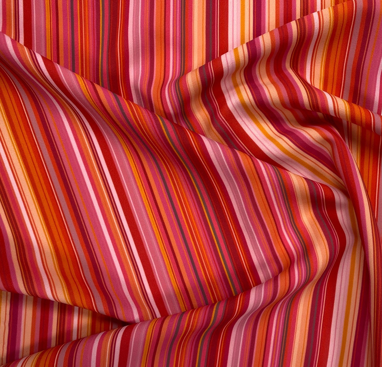 Pink Orange Striped Shimmer Fabric by the Metre - Whotex Fabrics London
