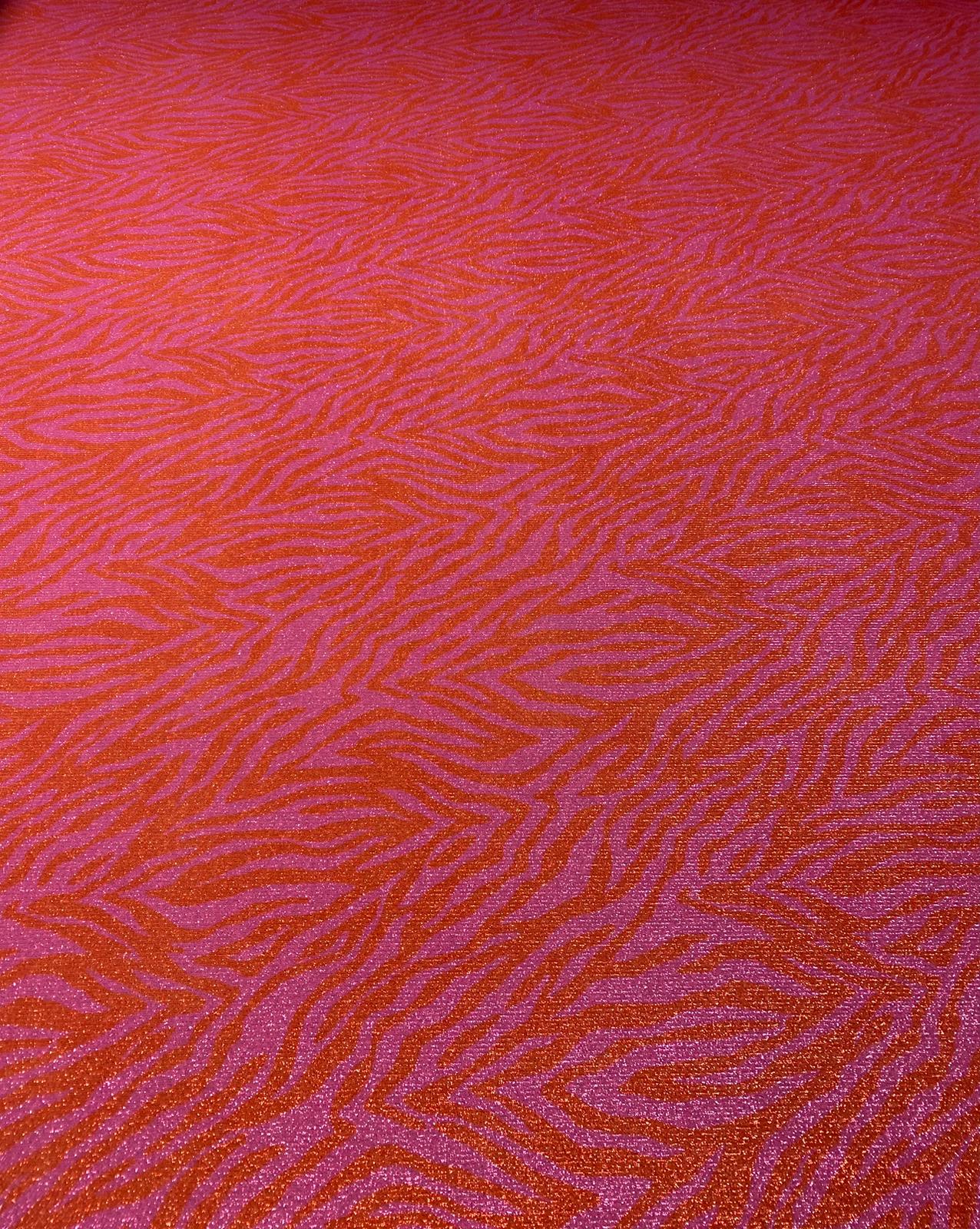 Pink Orange Zebra Lurex Fabric by the Metre - Whotex Fabrics London