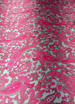 Pink Paisley Lycra Satin Fabric by the Metre - Whotex Fabrics London