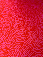 Pink Red Zebra Print Satin Fabric by the Metre - Whotex Fabrics London