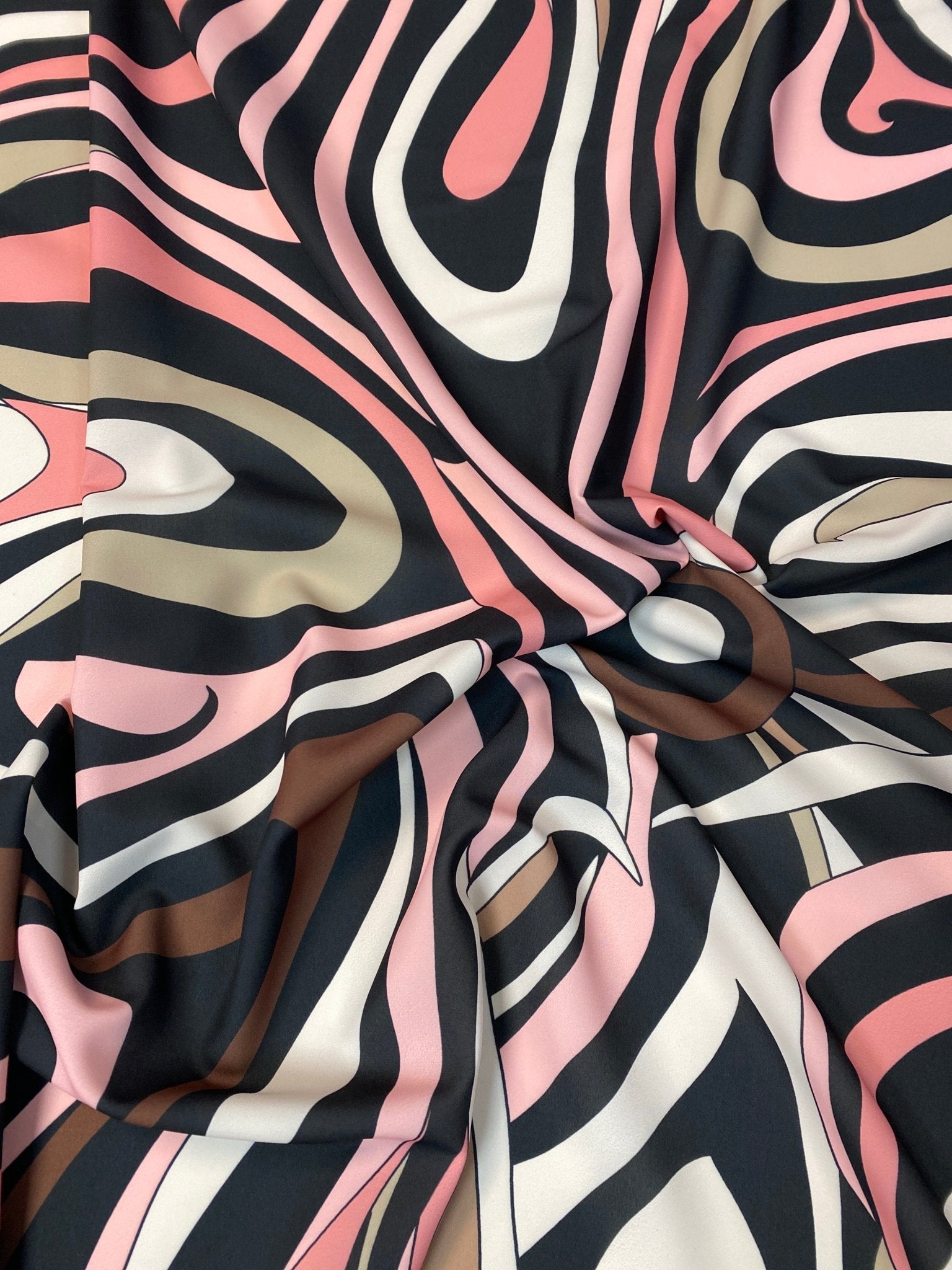 Pink Retro Abstract Pattern Fabric by the Metre - Whotex Fabrics London