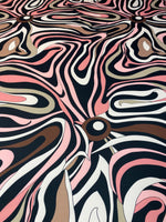 Pink Retro Abstract Pattern Fabric by the Metre - Whotex Fabrics London