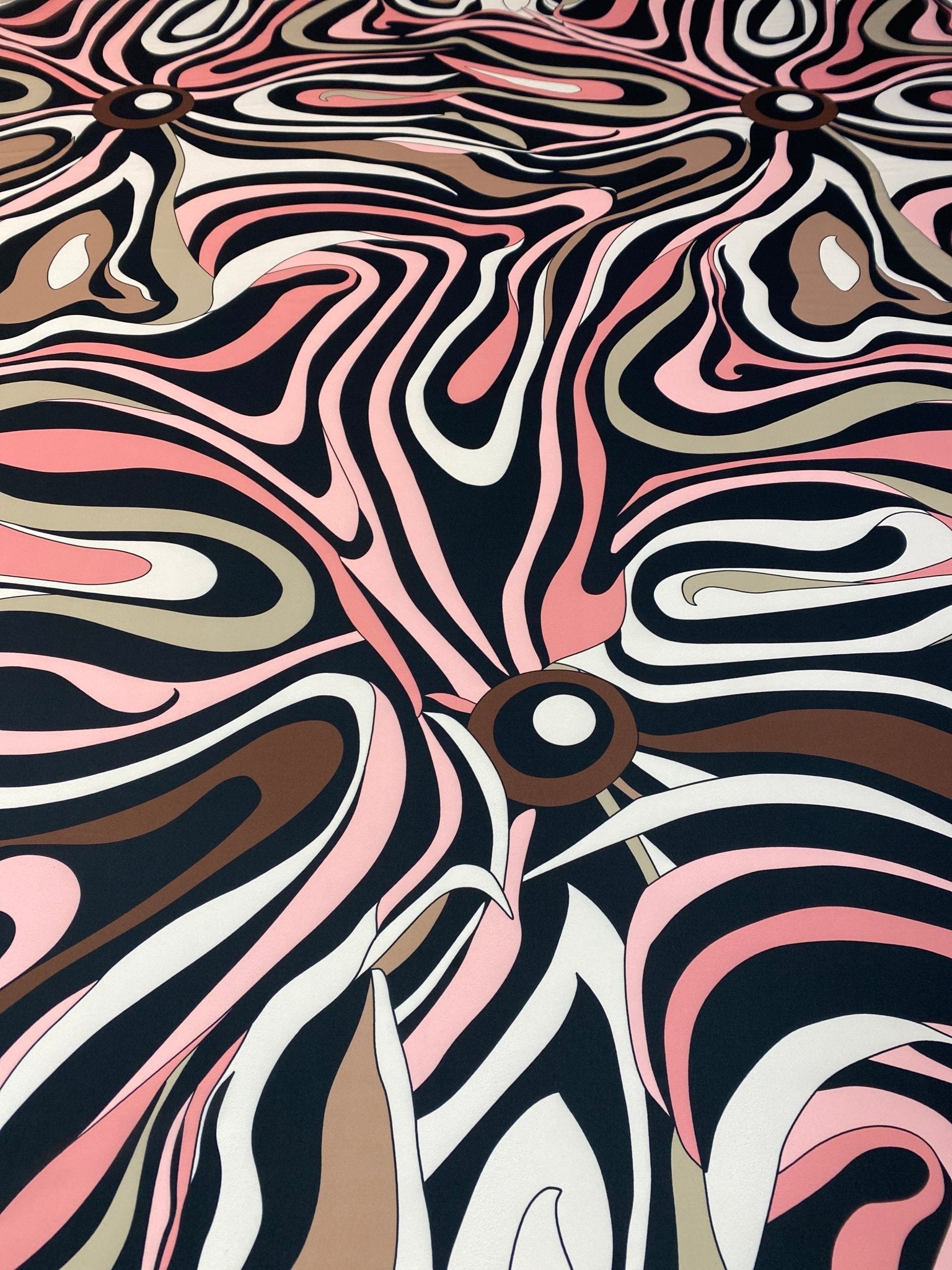 Pink Retro Abstract Pattern Fabric by the Metre - Whotex Fabrics London