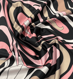 Pink Retro Swirl Fabric – Abstract 70s Style Pattern by the Metre - Whotex Fabrics London