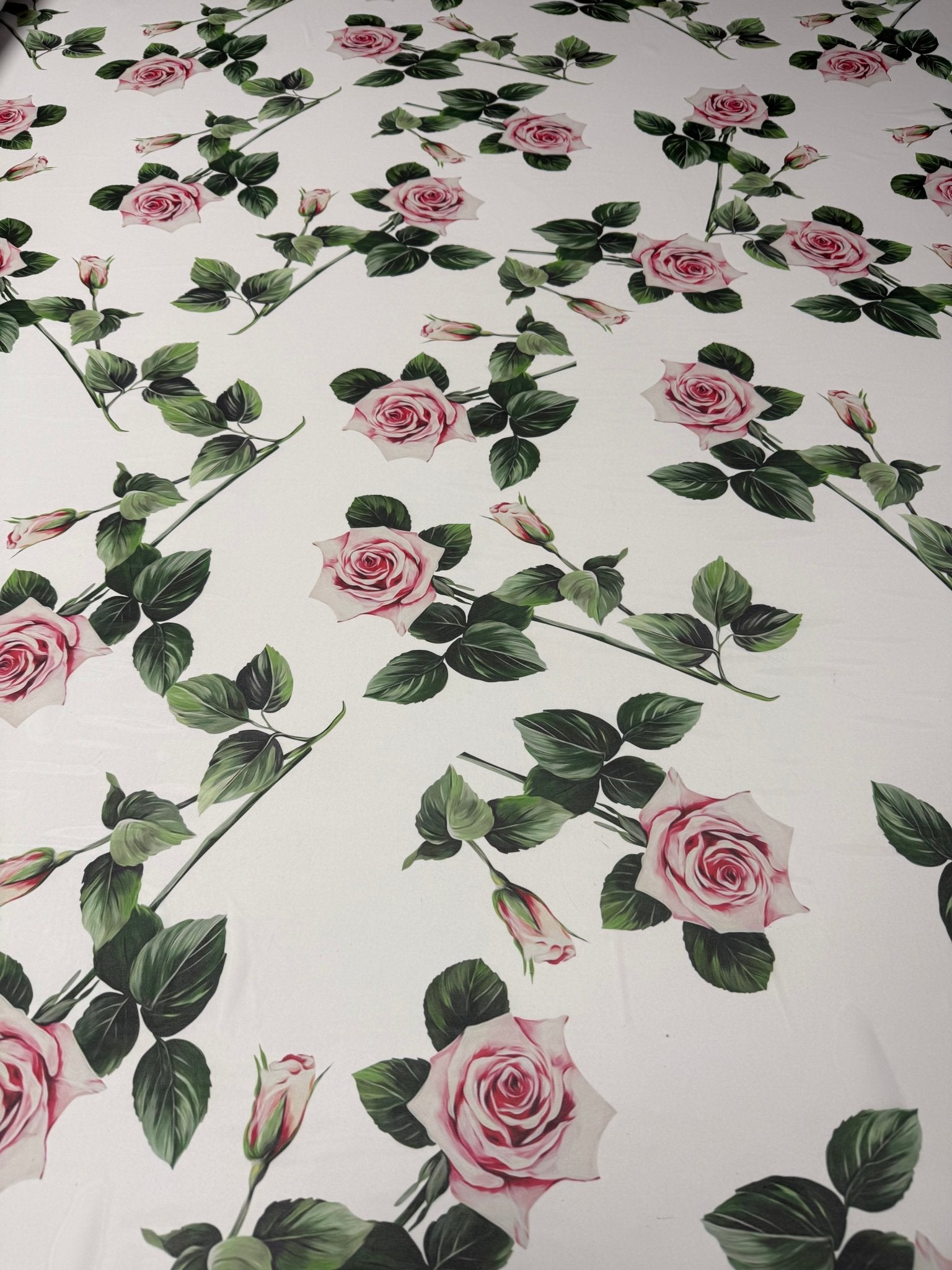 Pink Rose Crepe Fabric by the Metre - Whotex Fabrics London