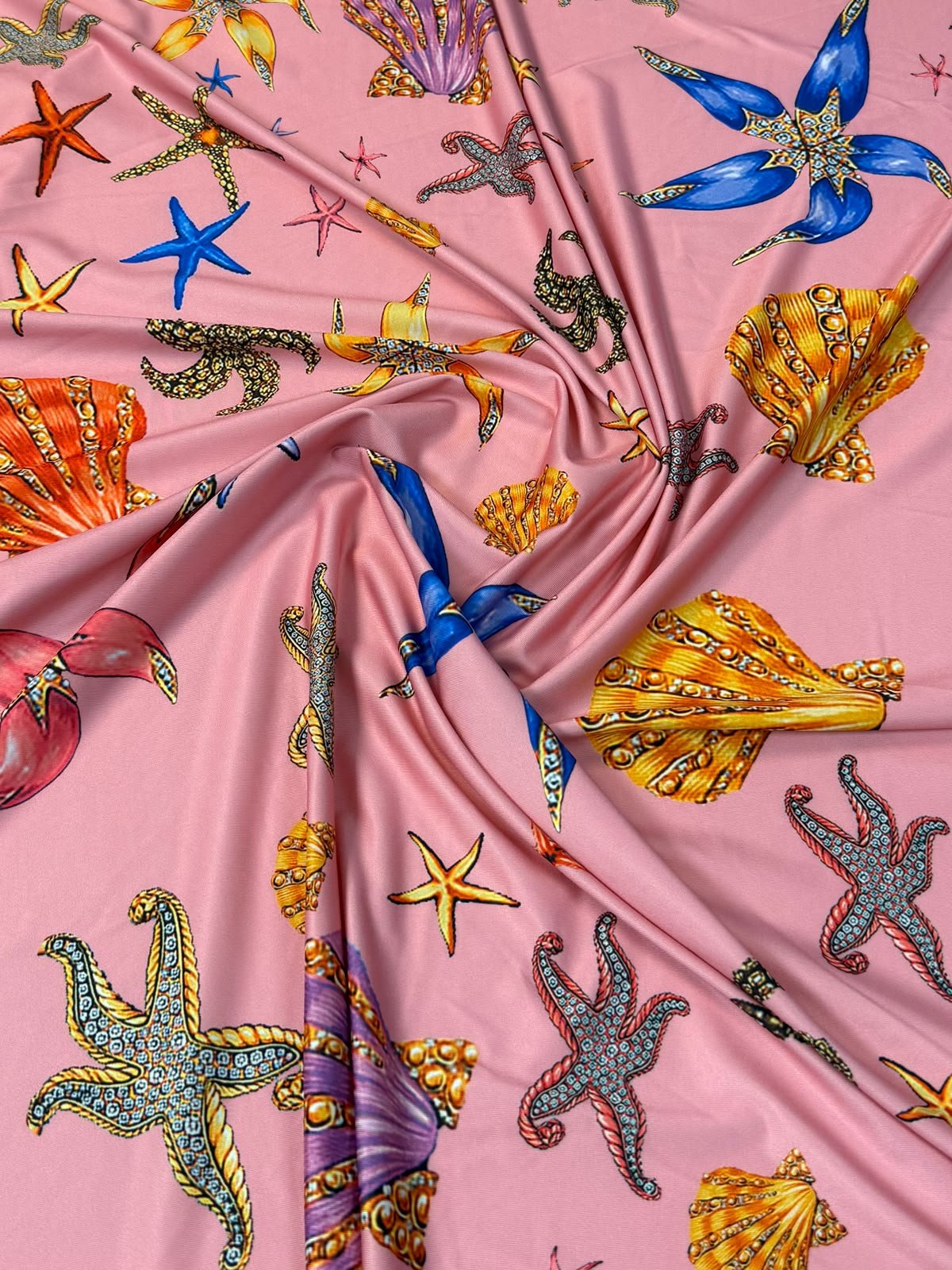 Pink Seashell Spandex Fabric by the Metre - Whotex Fabrics London