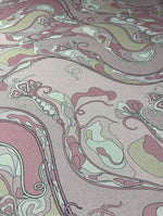 Pink Shimmer Swirl Print Lurex Fabric by the Metre - Whotex Fabrics London
