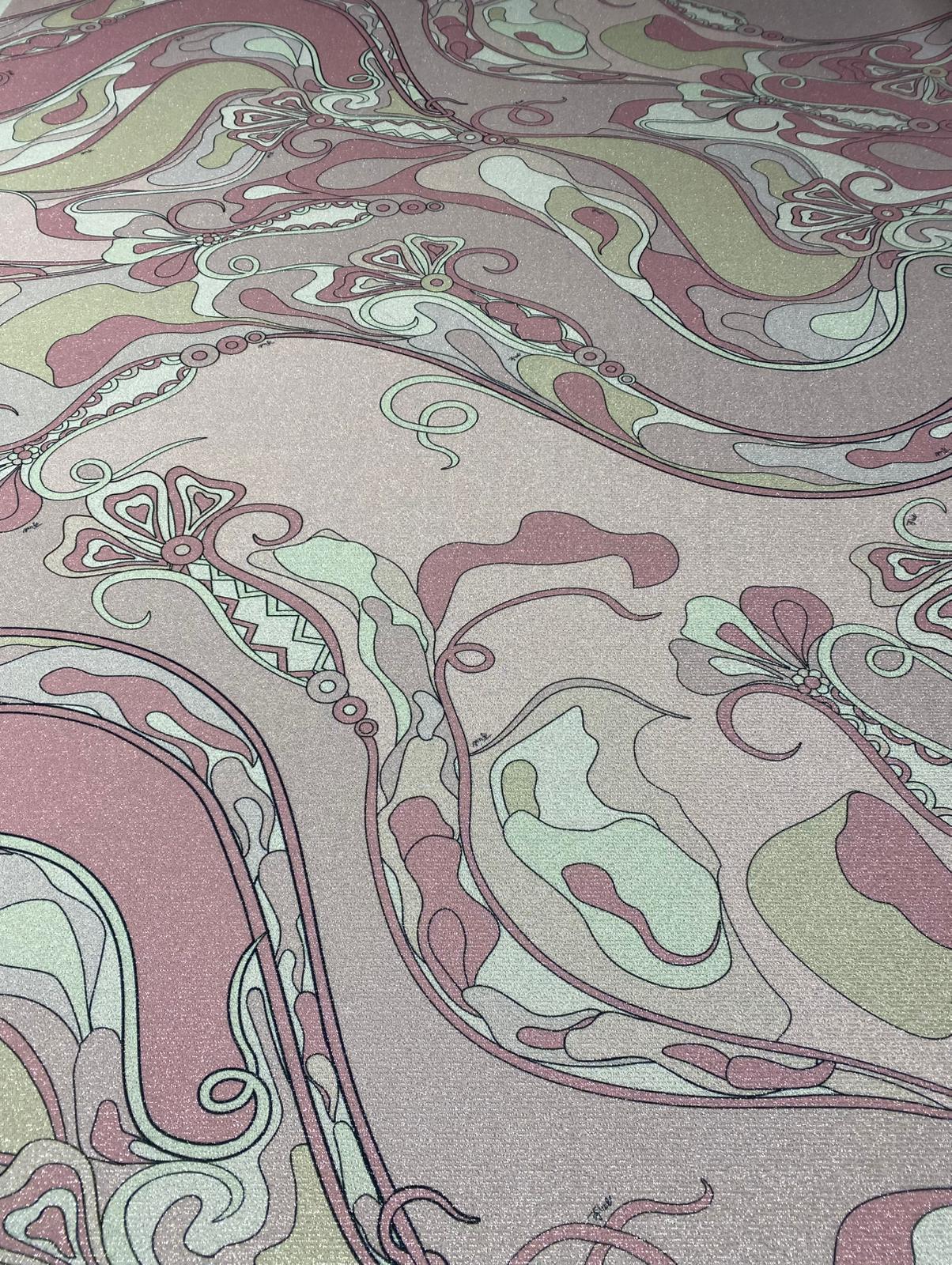 Pink Shimmer Swirl Print Lurex Fabric by the Metre - Whotex Fabrics London