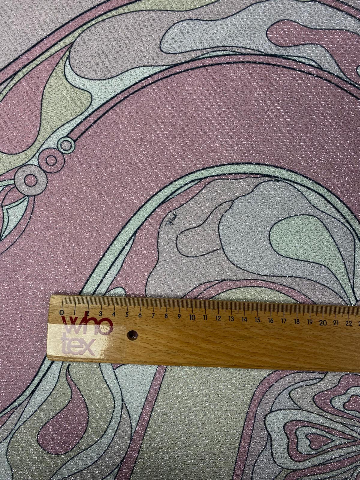 Pink Shimmer Swirl Print Lurex Fabric by the Metre - Whotex Fabrics London