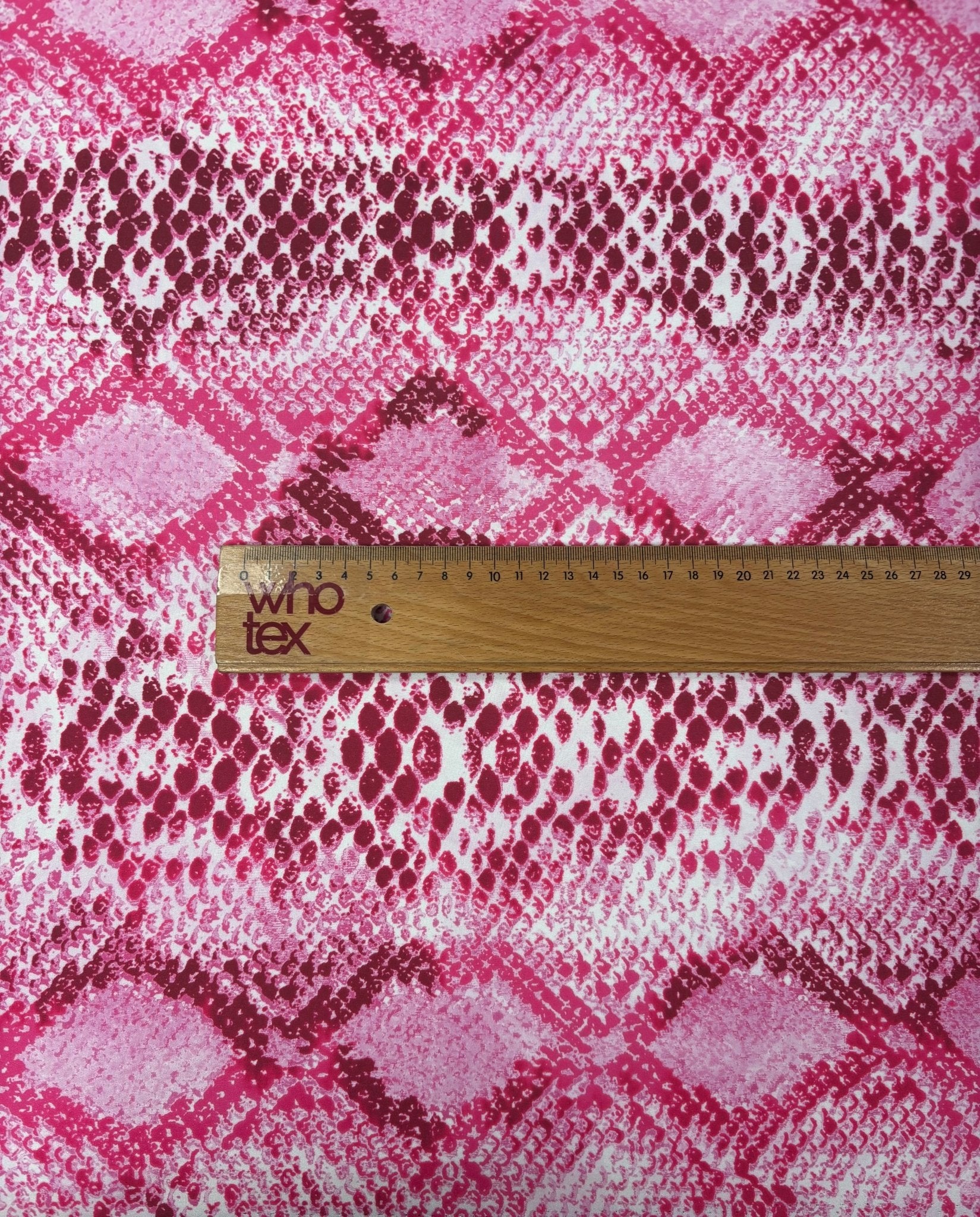 Pink Snakeskin Print Lycra Stretch Fabric by the Metre - Whotex Fabrics London