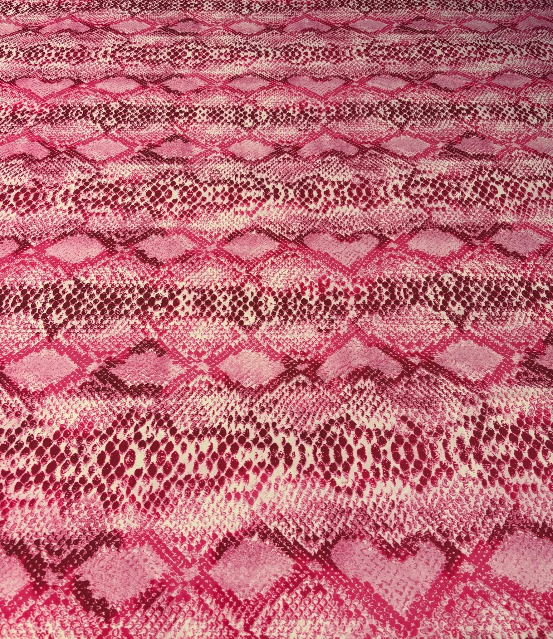 Pink Snakeskin Print Lycra Stretch Fabric by the Metre - Whotex Fabrics London