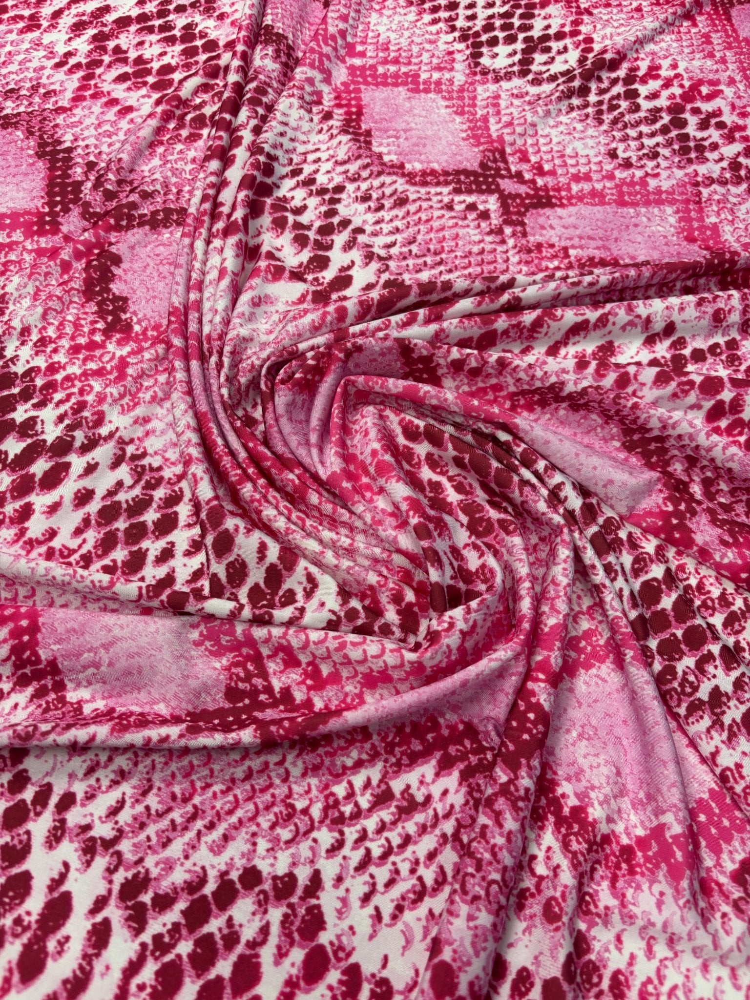 Pink Snakeskin Print Lycra Stretch Fabric by the Metre - Whotex Fabrics London