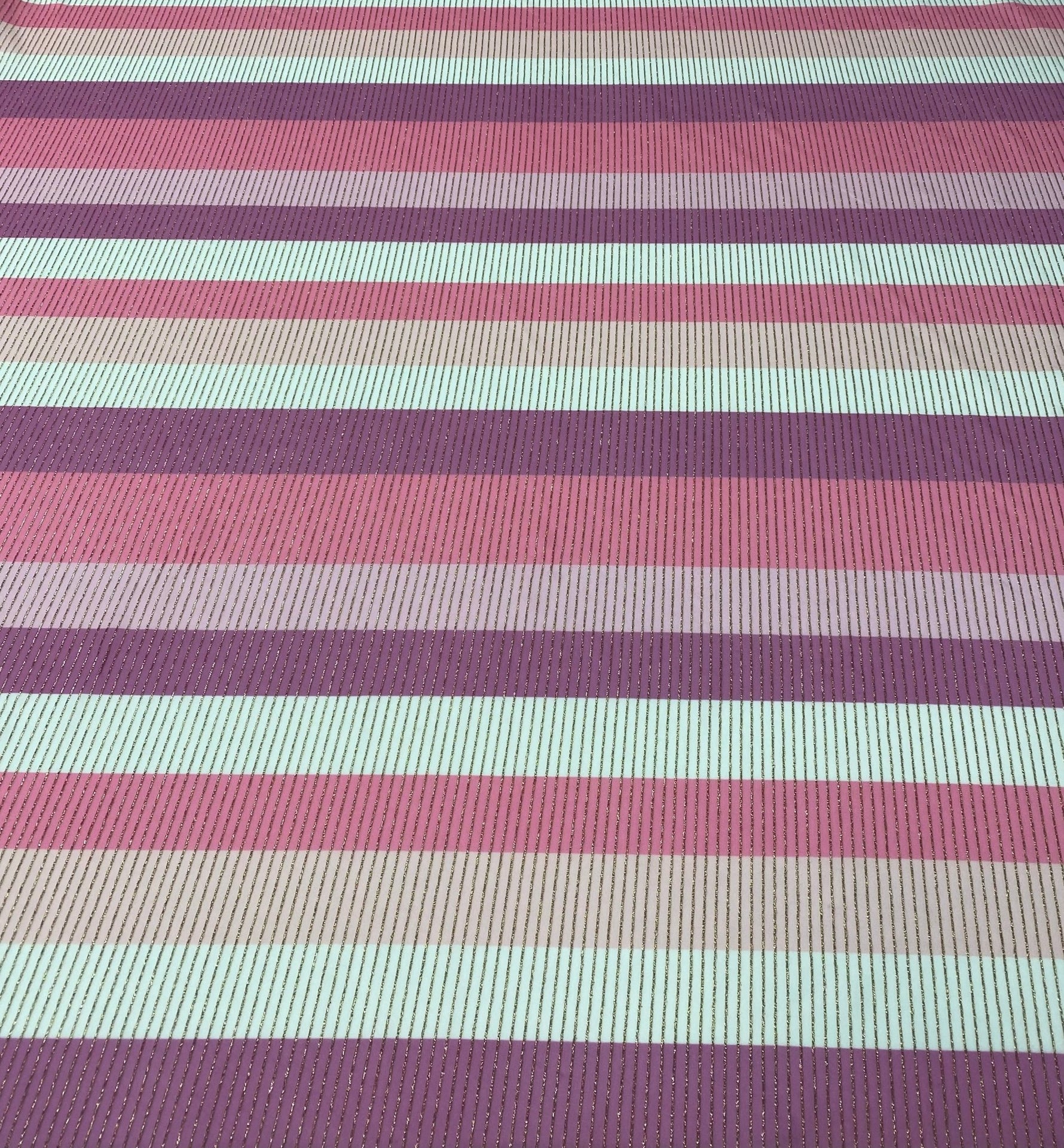 Pink Striped Shimmer Lurex Fabric by the Metre - Whotex Fabrics London