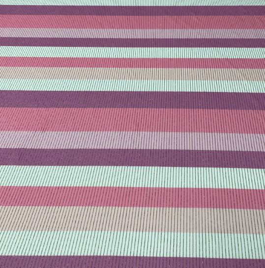 Pink Striped Shimmer Lurex Fabric by the Metre - Whotex Fabrics London