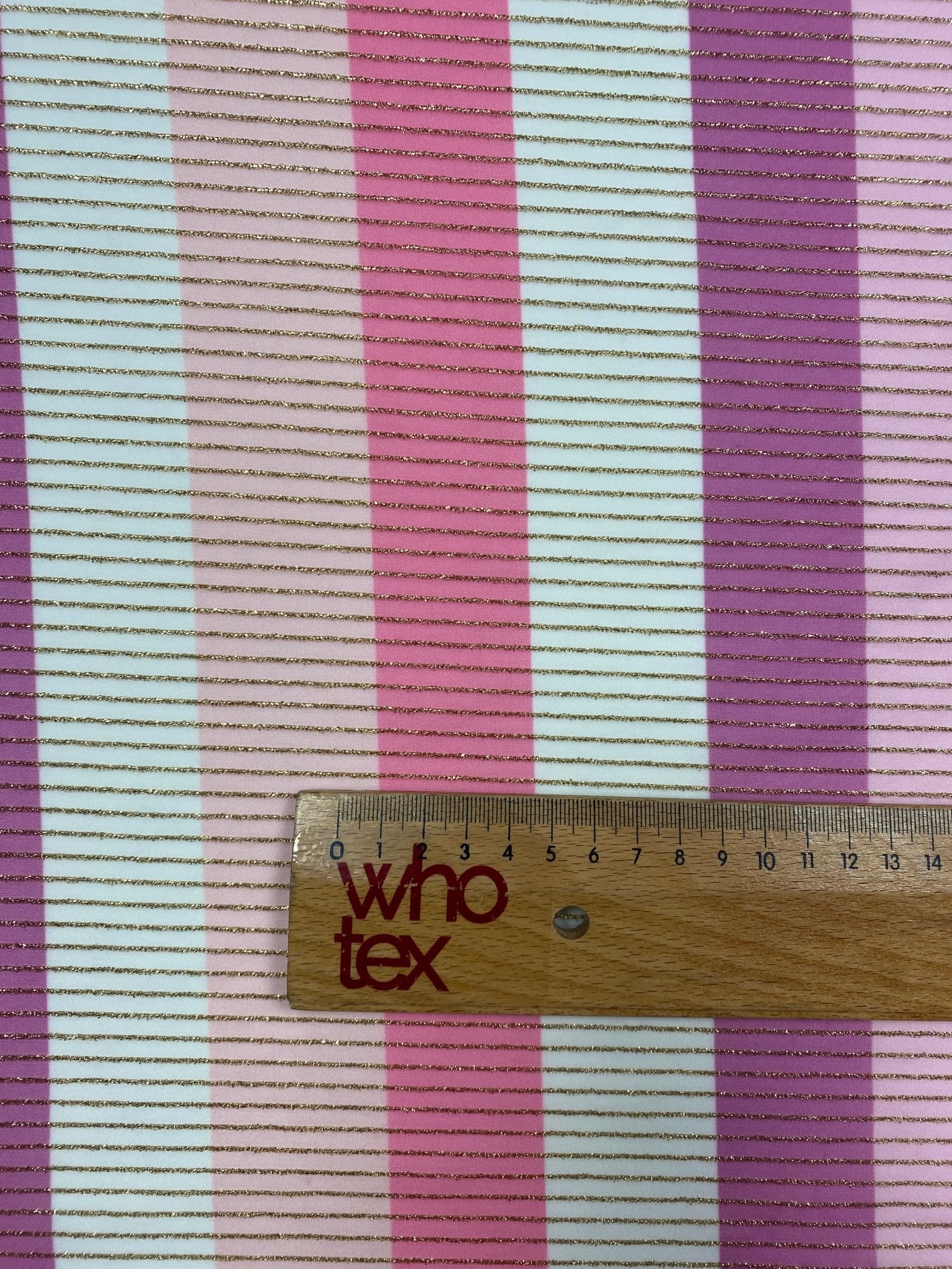 Pink Striped Shimmer Lurex Fabric by the Metre - Whotex Fabrics London
