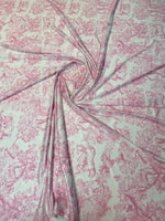 Pink Toile de Jouy Fabric by the Metre - Whotex Fabrics London