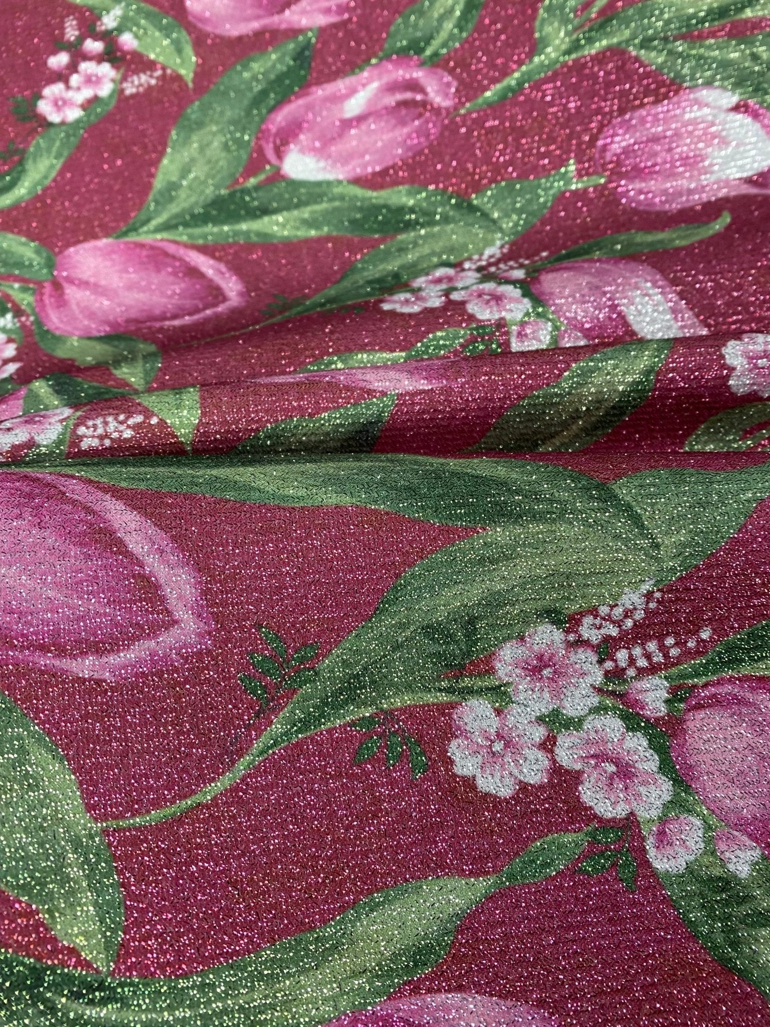 Pink Tulip Fabric by Metre - Whotex Fabrics London