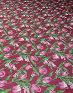 Pink Tulip Floral Lurex Fabric by the Metre - Whotex Fabrics London
