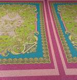Pink Turquoise Baroque Lurex Fabric by the Metre - Whotex Fabrics London