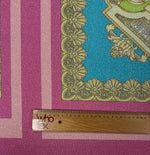 Pink Turquoise Baroque Lurex Fabric by the Metre - Whotex Fabrics London