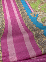 Pink Turquoise Baroque Lurex Fabric by the Metre - Whotex Fabrics London