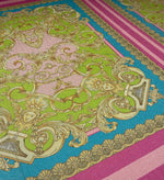 Pink Turquoise Baroque Lurex Fabric by the Metre - Whotex Fabrics London