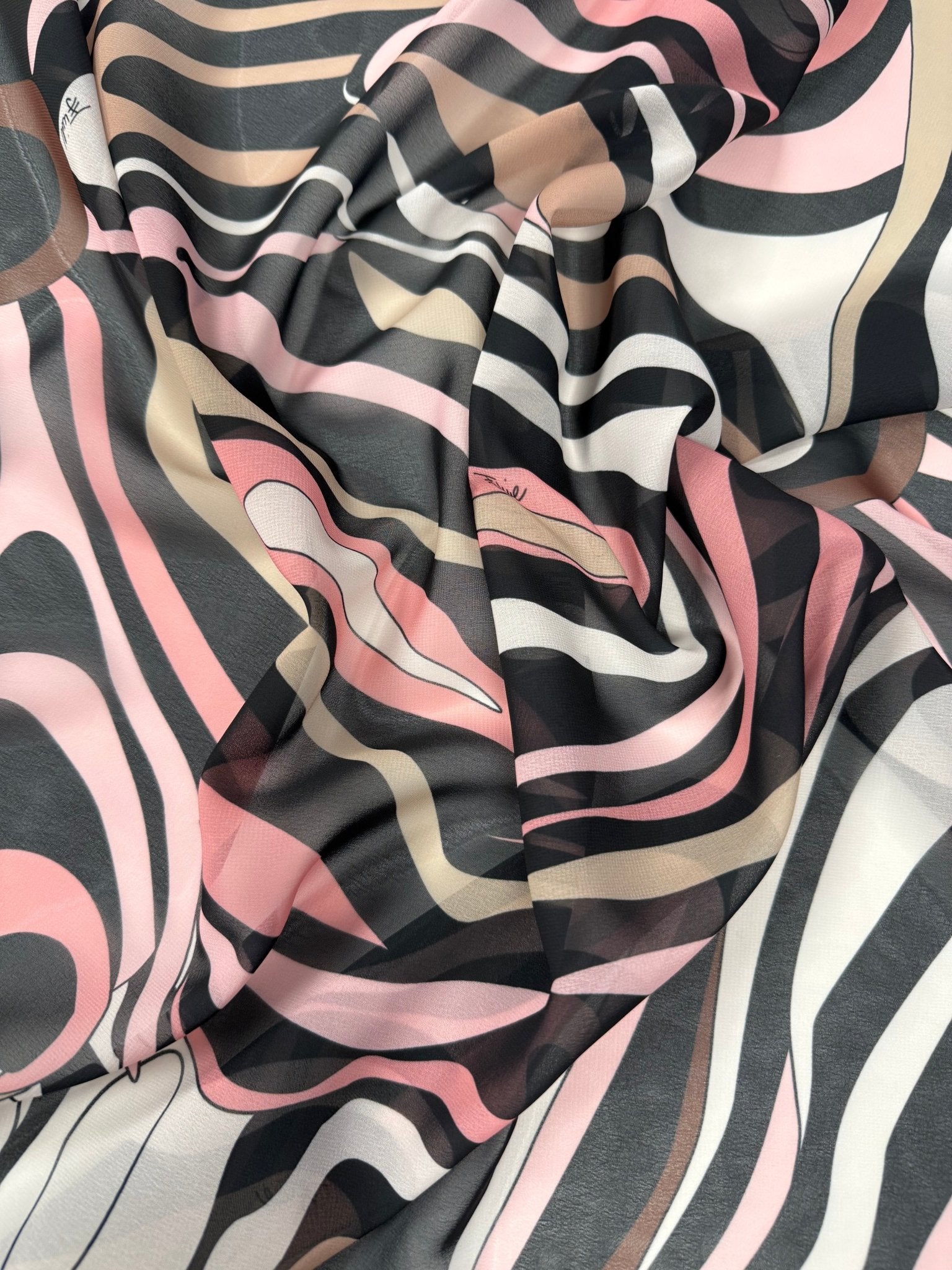 Pink Wave Chiffon Fabric by the Metre – Whotex Fabrics London