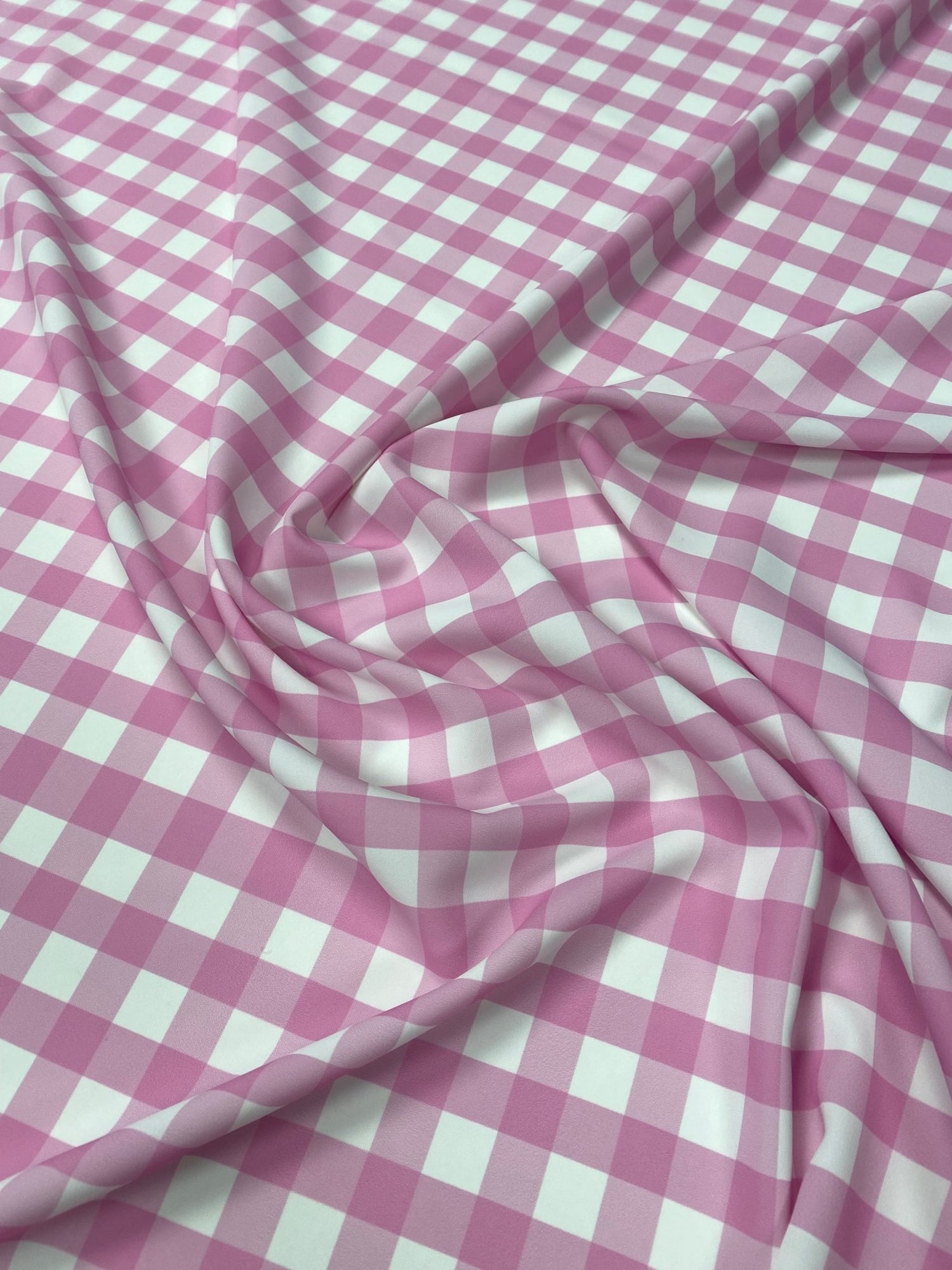 Pink White Plaid Fabric by Metre - Whotex Fabrics London
