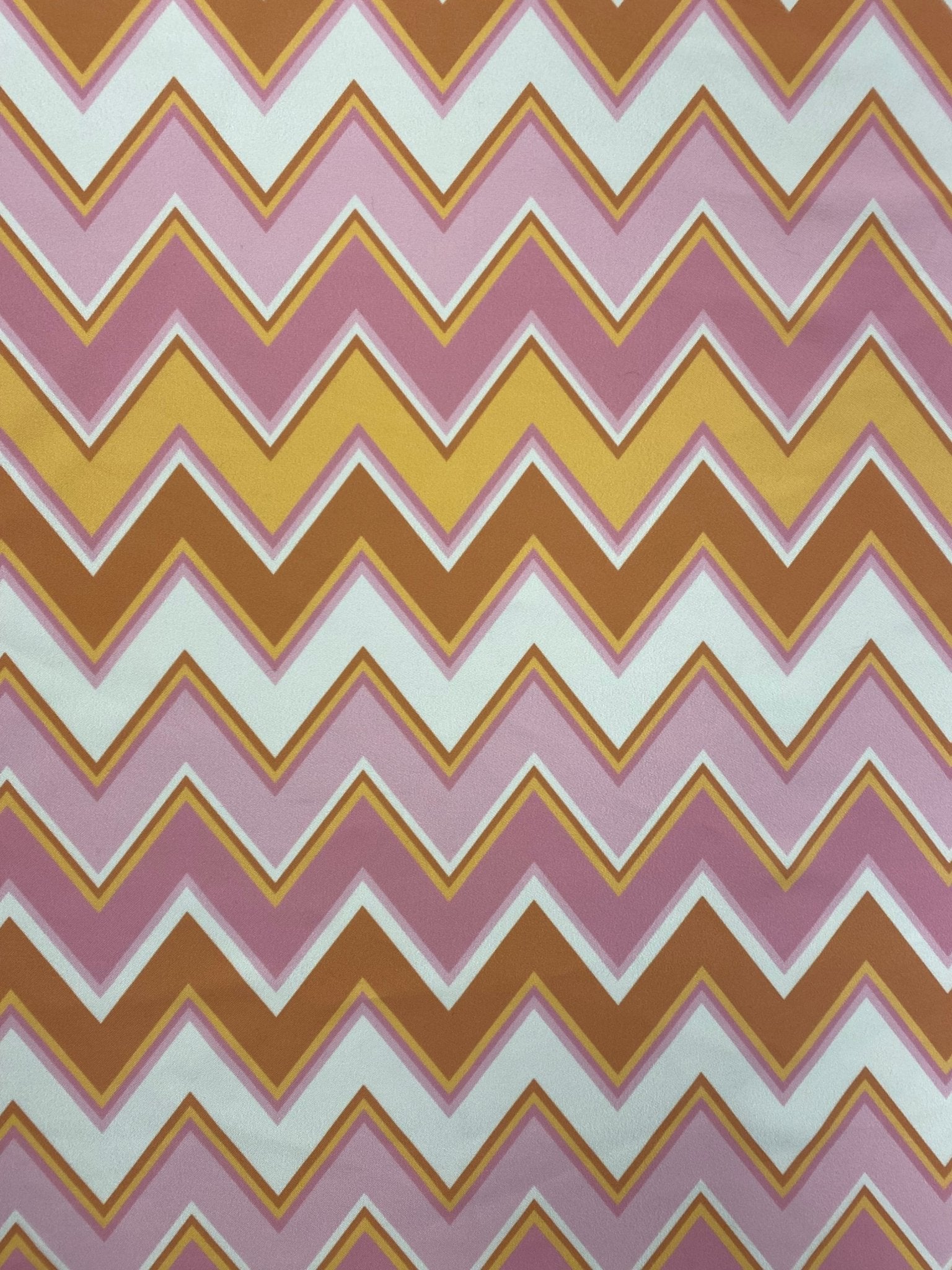 Pink Yellow Zigzag Shimmer Fabric by the Metre - Whotex Fabrics London