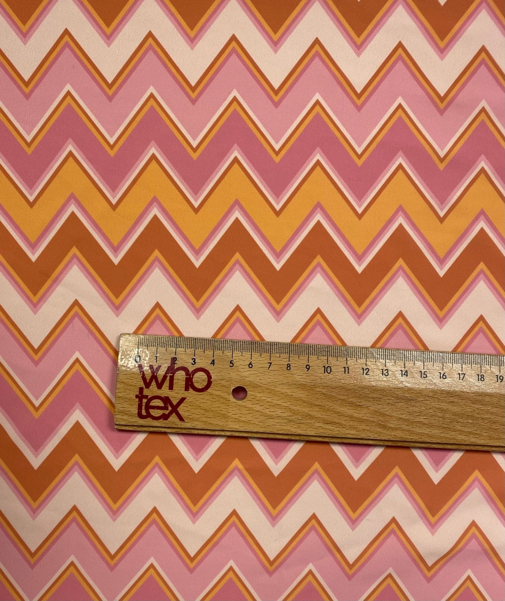 Pink Yellow Zigzag Shimmer Fabric by the Metre - Whotex Fabrics London
