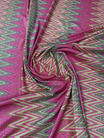 Pink Zigzag Knit Fabric - Lurex 4 - Way Stretch Fabric - Whotex Fabrics London